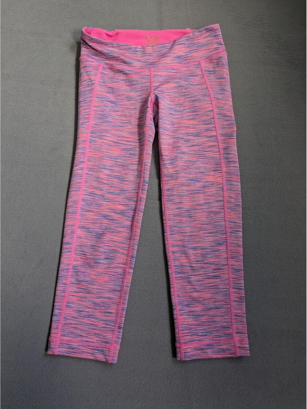 Lilly Pulitzer Leggings Womens S Pink Stripe Luxletic Capri Zip Pocket Yoga Gym